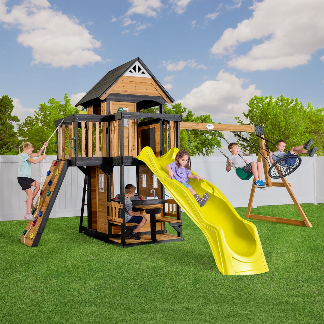 Canyon Creek Swing Set With Yellow Wave Slide(Cedar Haven/BJ'S)