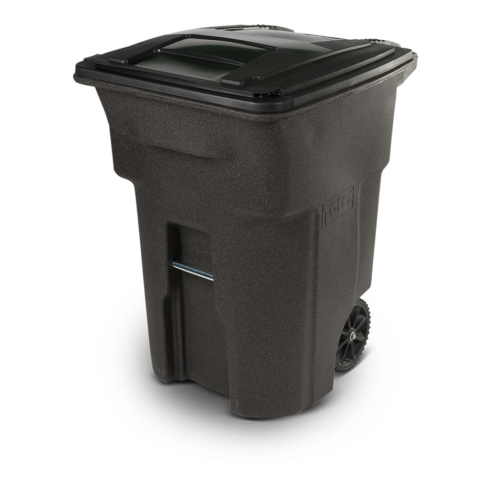 96 Gal. Trash Can with Sunburst Wheels and Lid