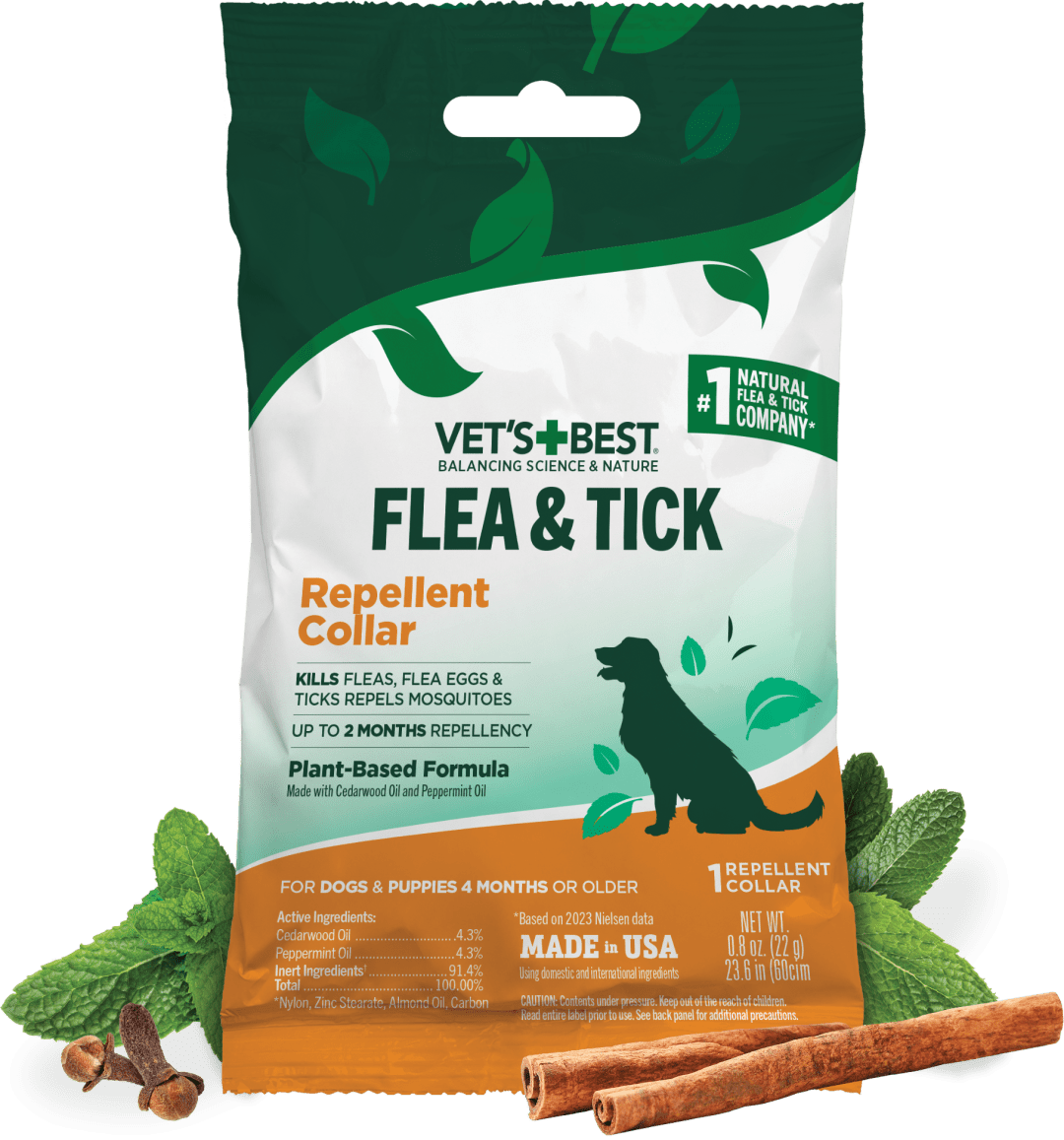 Vet's Best Flea and Tick Repellent Collar for Dogs - Flea and Tick Prevention for Dogs - Plant-Based Ingredients - Small to Large Dog Flea Collar - Up to 20” Neck Size