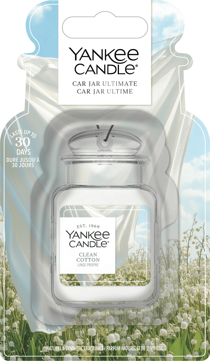 Yankee Candle | Car Jar | Clean Cotton | Para coches y pequeños espacios en casa | Hasta 30 días