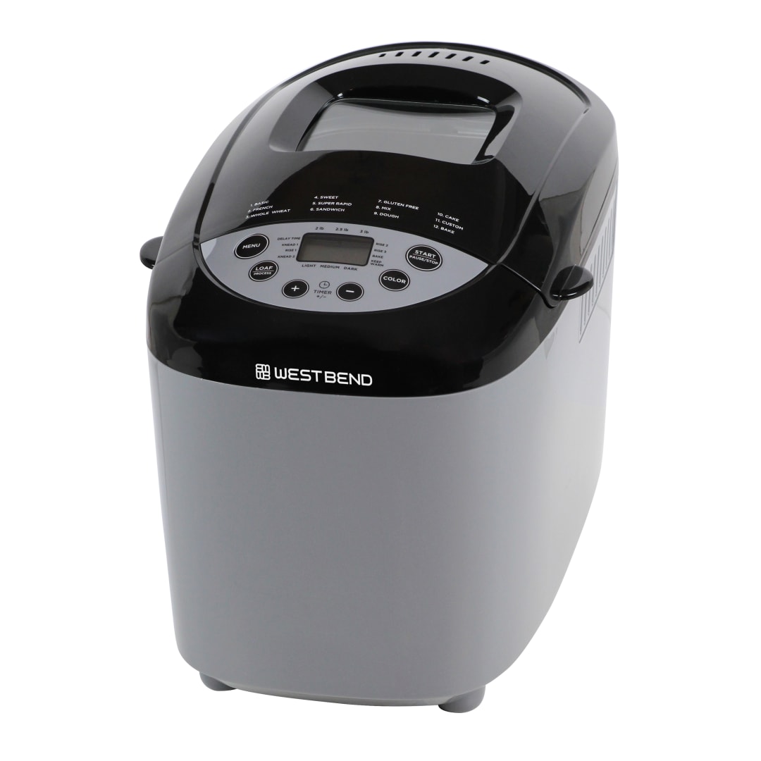 West Bend Hi-Rise Bread Maker with 12 Preset Digital Controls, 3 lb Capacity, in Gray (47413)