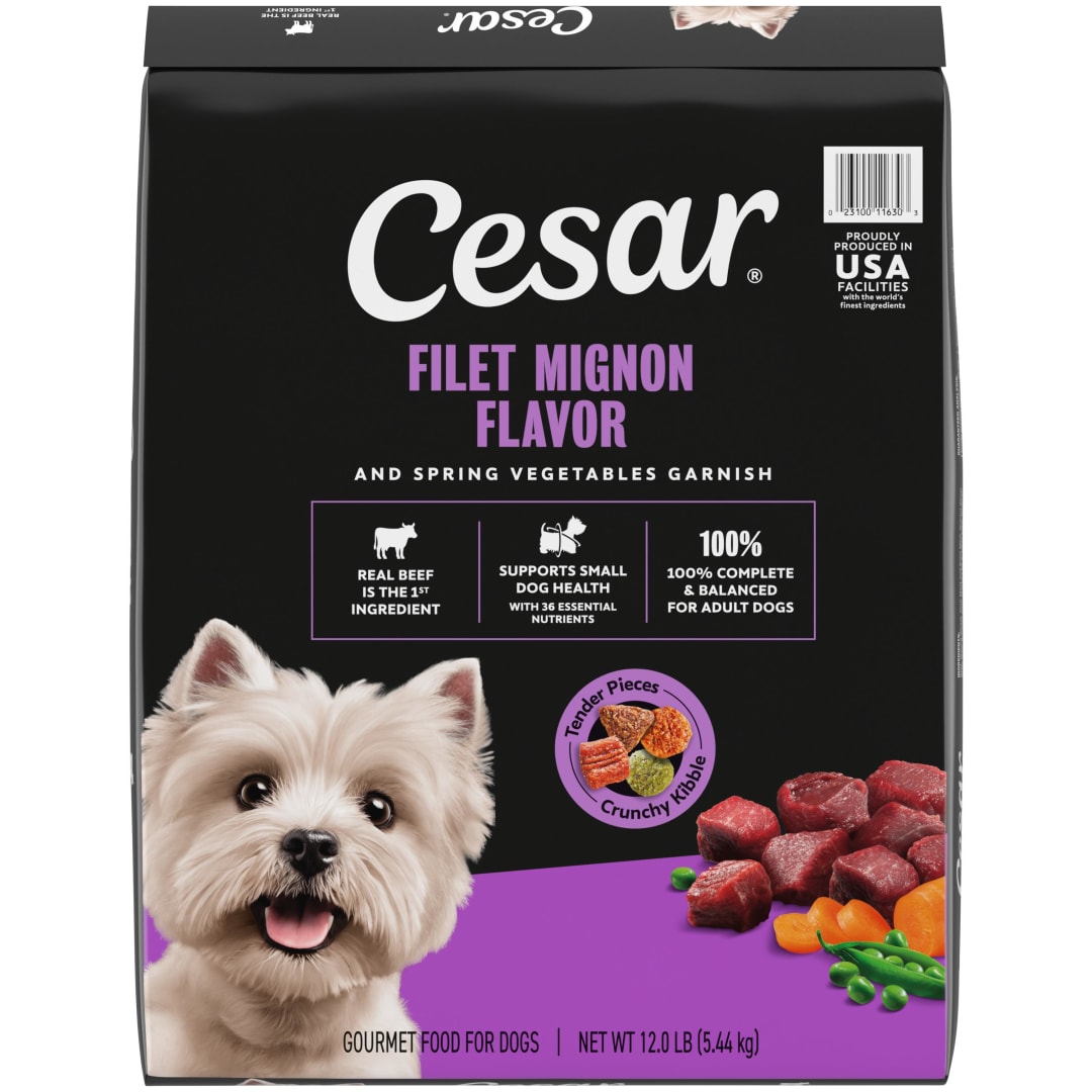 Cesar Filet Mignon Flavor with Vegetable Garnish Small Breed Dry Dog Food, 12 lb bag