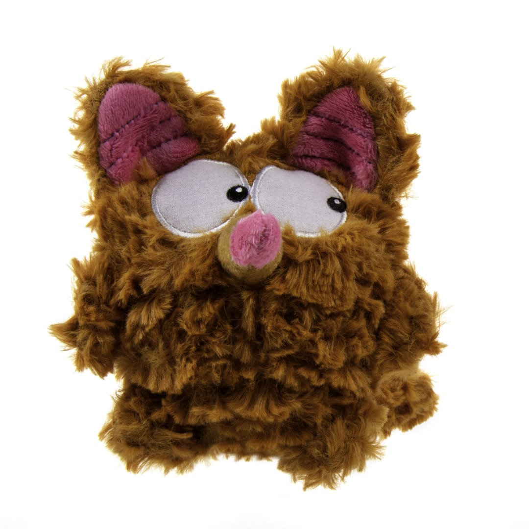 goDog PlayClean Bush Squeaky Plush Dog Toy with Odor-Eliminating Essential Oils With Chew Guard Technology, Brown, Small