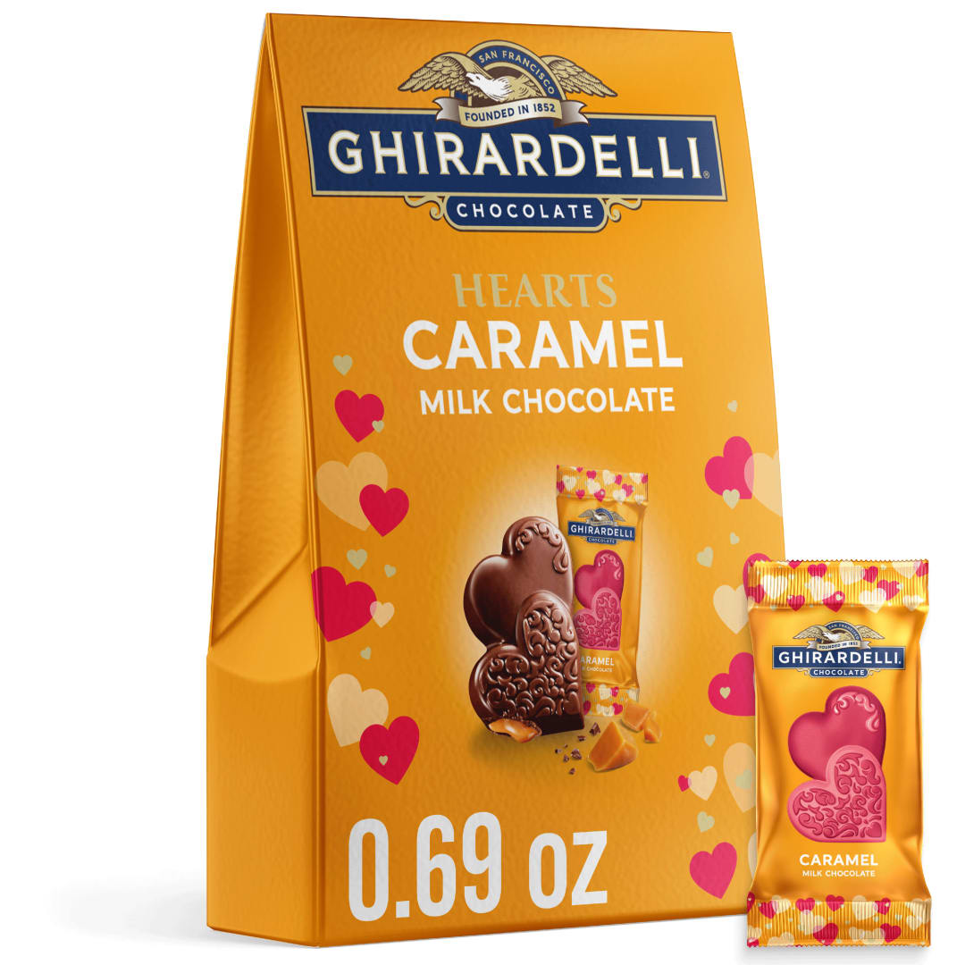 GHIRARDELLI Milk Chocolate Caramel Hearts Gift, .69 Oz Bag