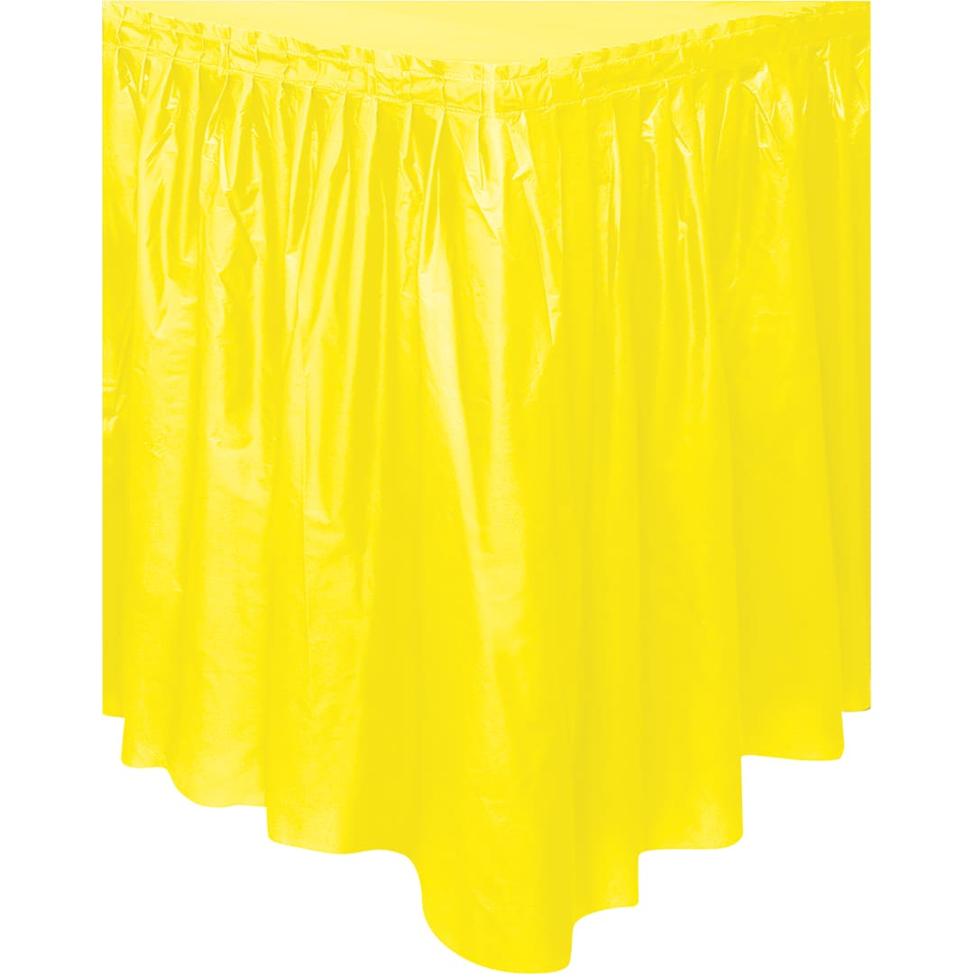 Neon Yellow Solid Plastic Table Skirt, 29" x 21 ft