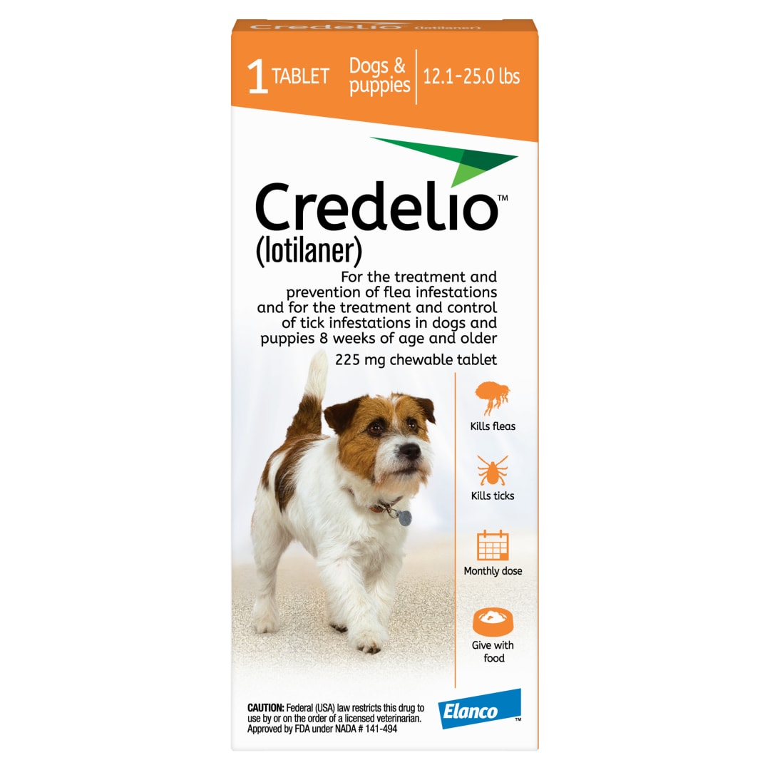 Credelio (lotilaner) Tick & Flea Treatment + Flea Infestation Protection for Dogs 12.1-25.0 lbs. (1 Tablet)