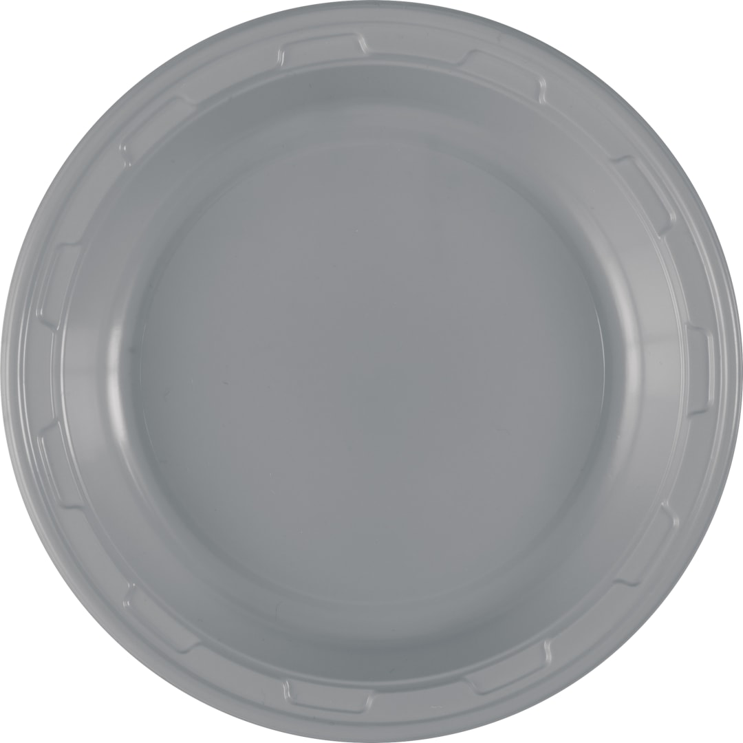 Silver Solid Round 7" Plastic Dessert Plates, 50ct