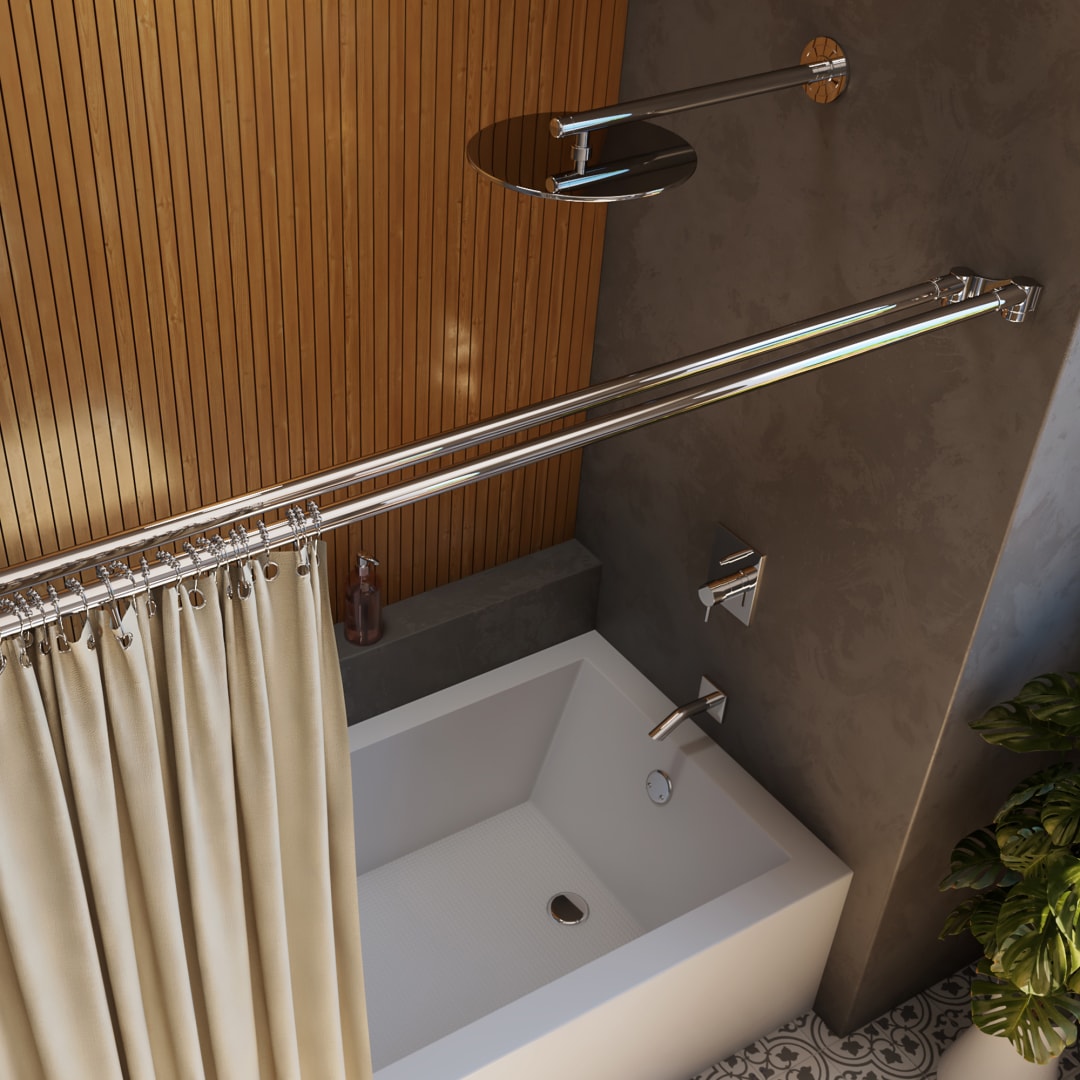 DreamLine Linea 2-15/16 in. x. 60 in. Double Straight Shower Rod, Chrome