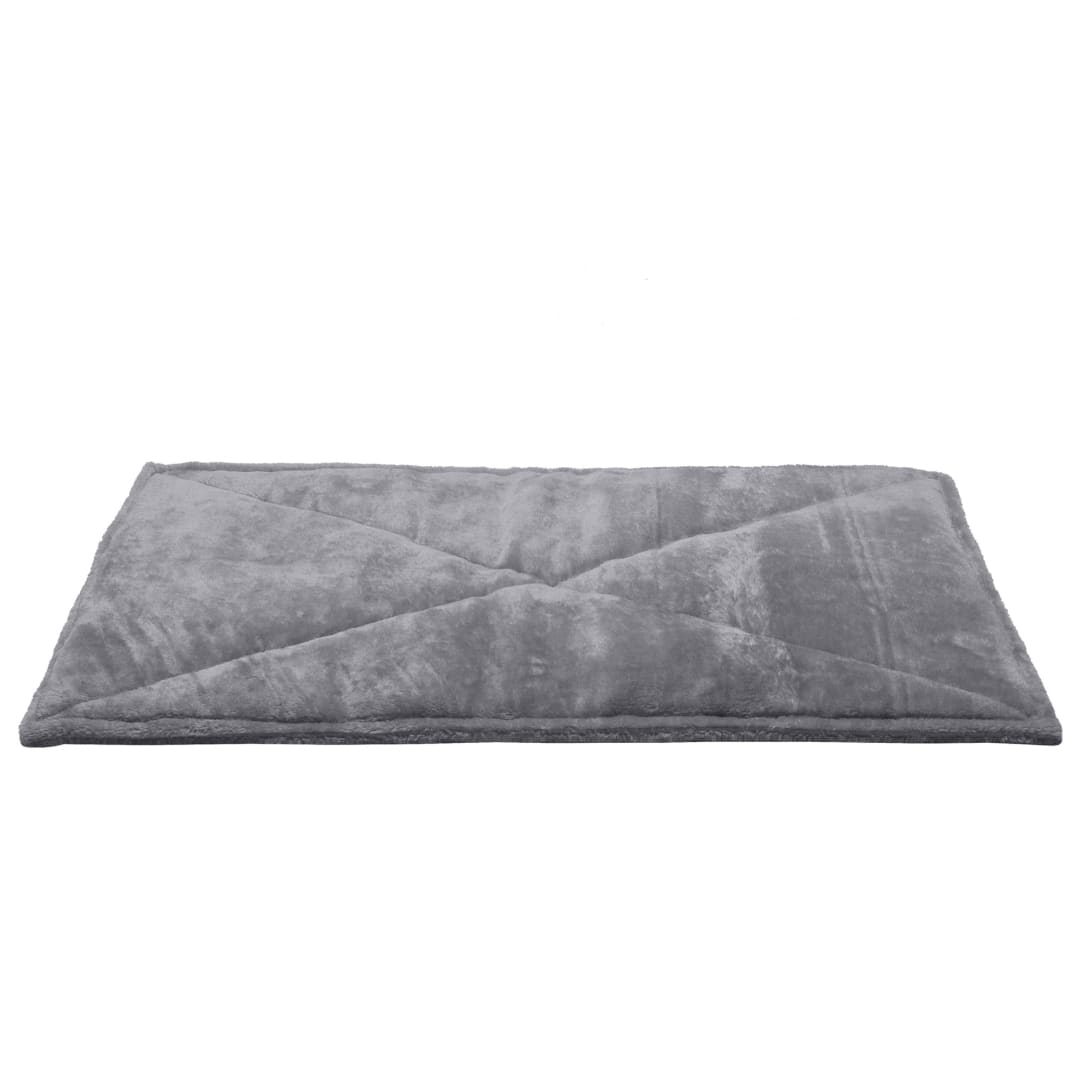 FurHaven ThermaNAP Self Warming Cat Mat/Dog Bed for Crates with Self-Warming Technology for Cozy Rest, Fully Machine Washable, Large, Quilted Faux Fur, Silver Gray