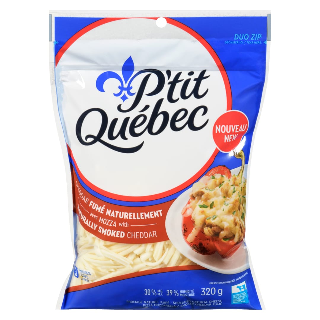 P'tit Quebec Pizza Mozzarella/ Smoked Cheddar Shredded Cheese, 320g