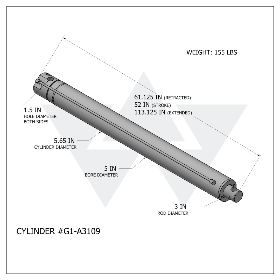 Galbreath™ Hydraulic Lift Cylinder (5" X 3" X 52")