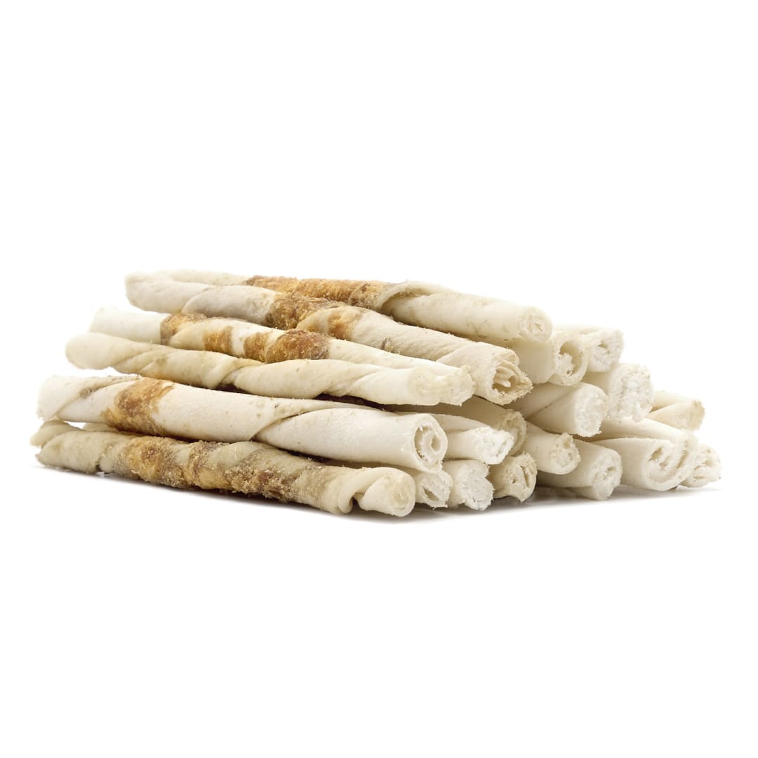 Treatly Combo Chews Beefhide Twist Sticks with Meat Wrap Dog Chew Treats, Beef Meat, 20 Pack