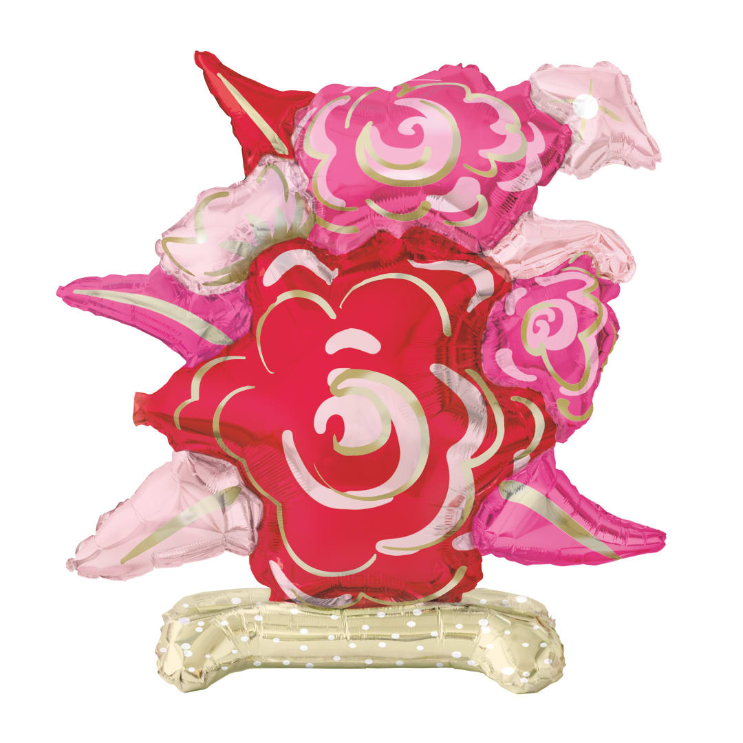 Flower Bouquet Shaped Standing Foil Balloon Centerpiece 33", Packaged