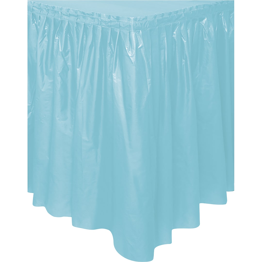 Terrific Teal Solid Plastic Table Skirt, 29" x 21 ft