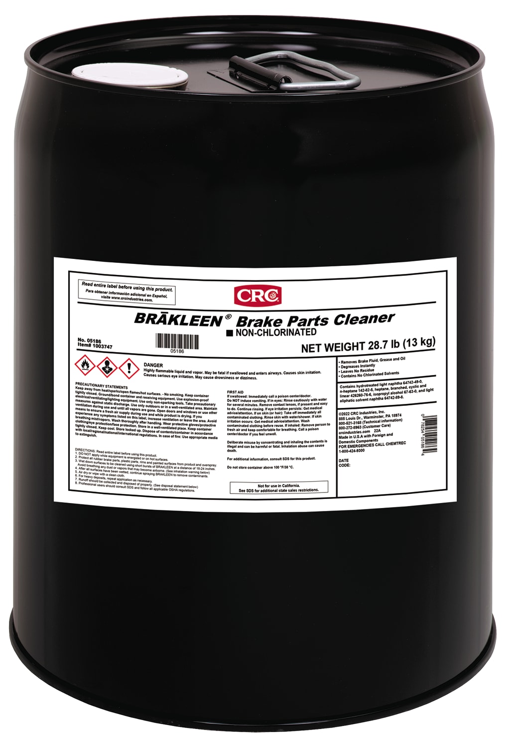 CRC Brakleen Brake Parts Cleaner Non-Chlor 1X5GL