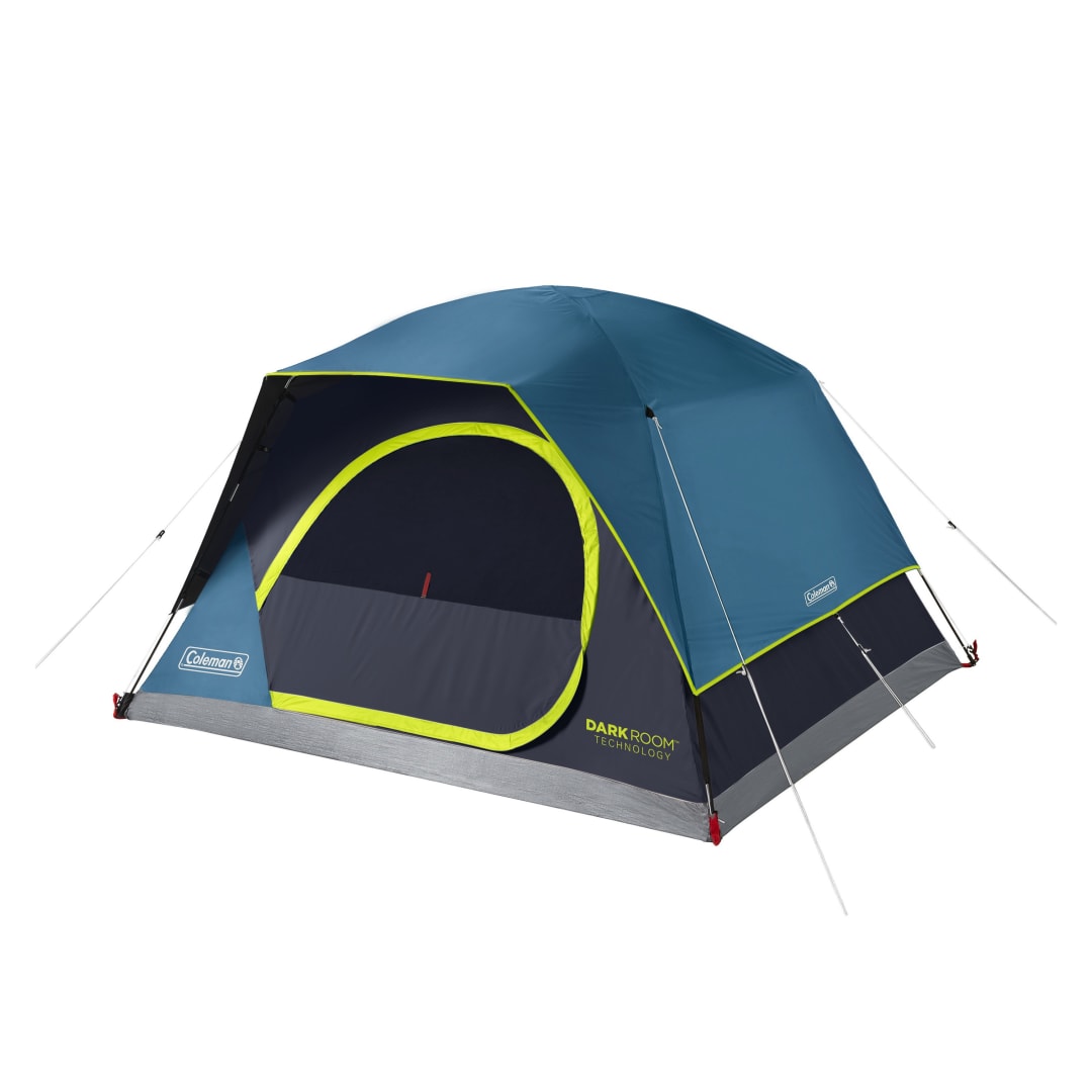 Coleman® Casa de Campaña Skydome Dark Room, Casa de Acampar Familiar, para 4 Personas, Azul y Verde