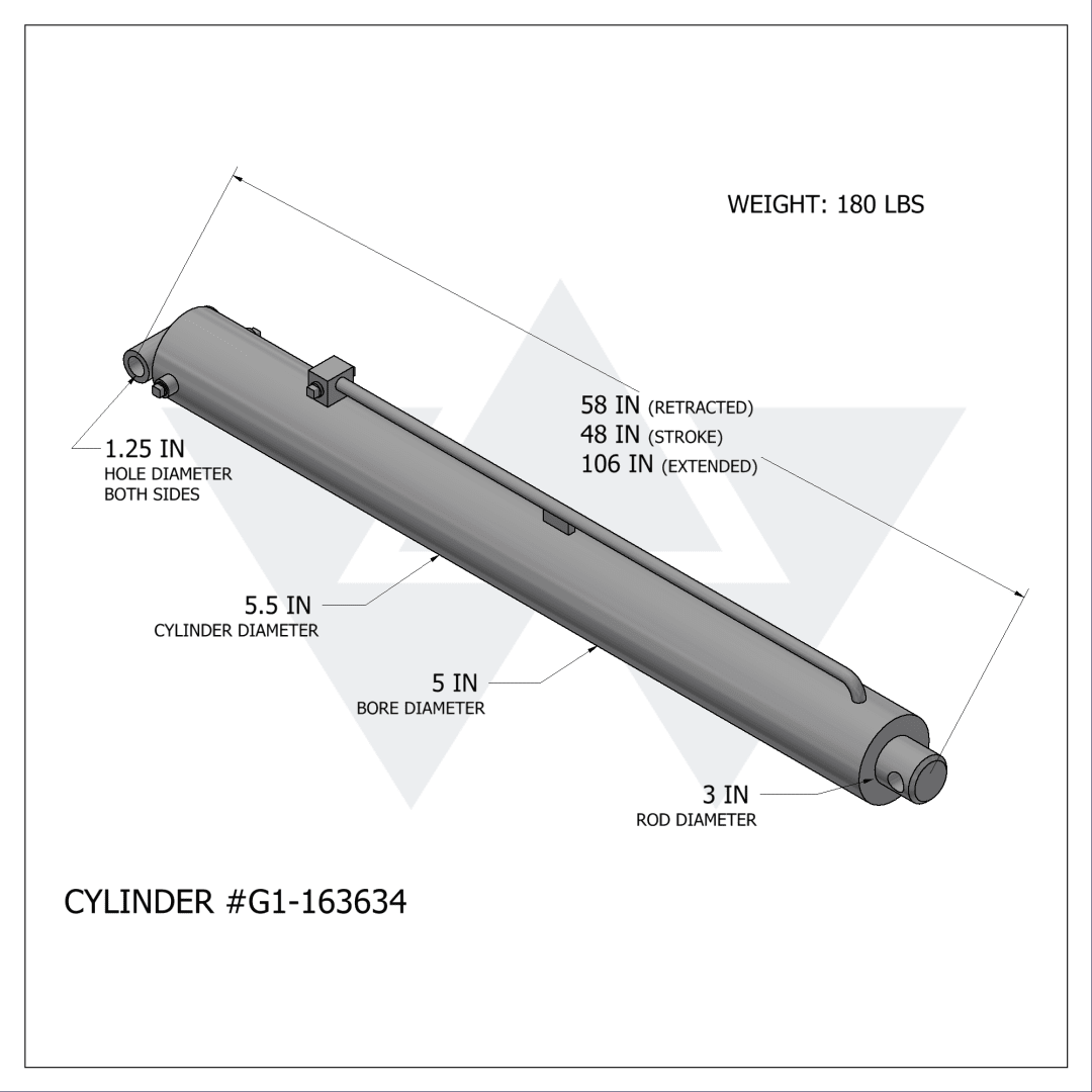 Galbreath™ Non-Bypass Hydraulic Cylinder 275HD (5" X 3" X 48")