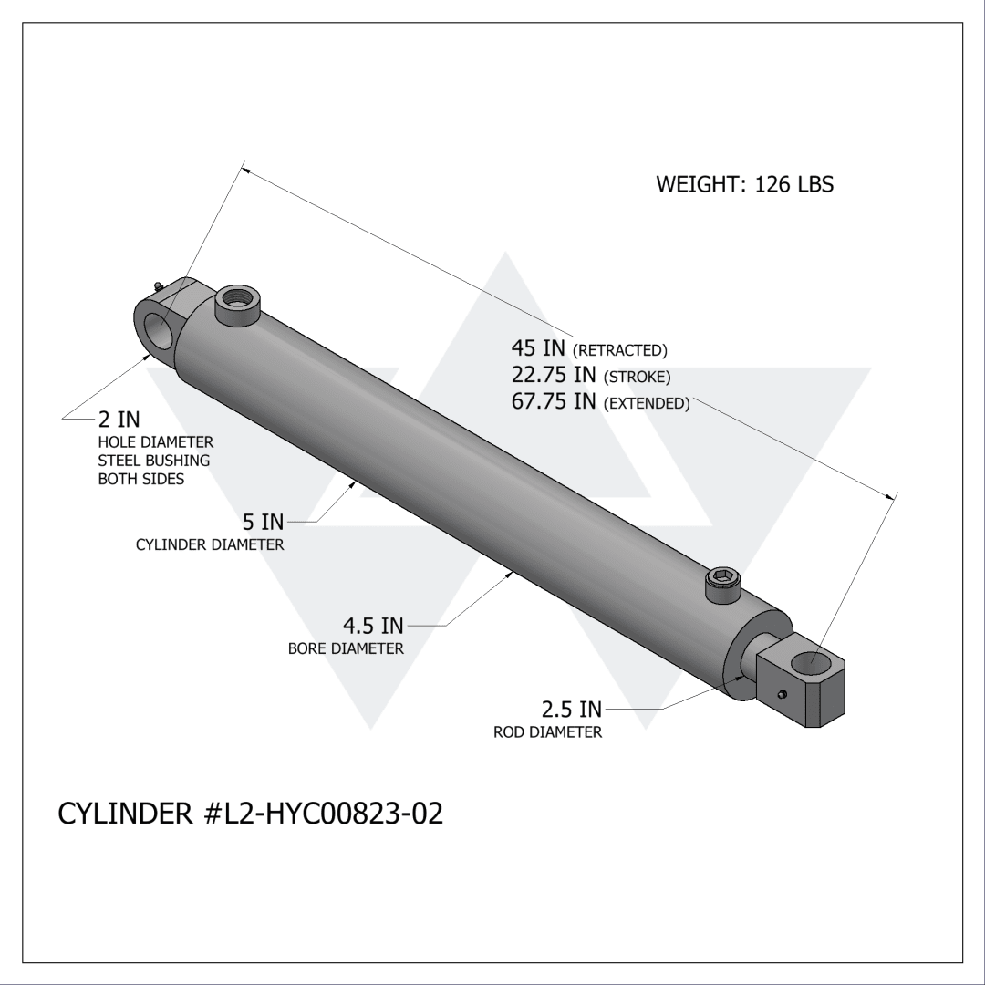 Wastebuilt® Replacement for Labrie Sweep/Packer Cylinder, Alpha (4.5" X 2.5" X 22.75")