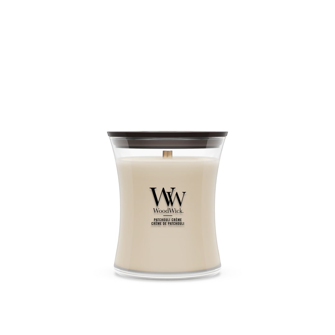 WoodWick | Vela Mediana | Patchouli Crème | Gran regalo para mujeres