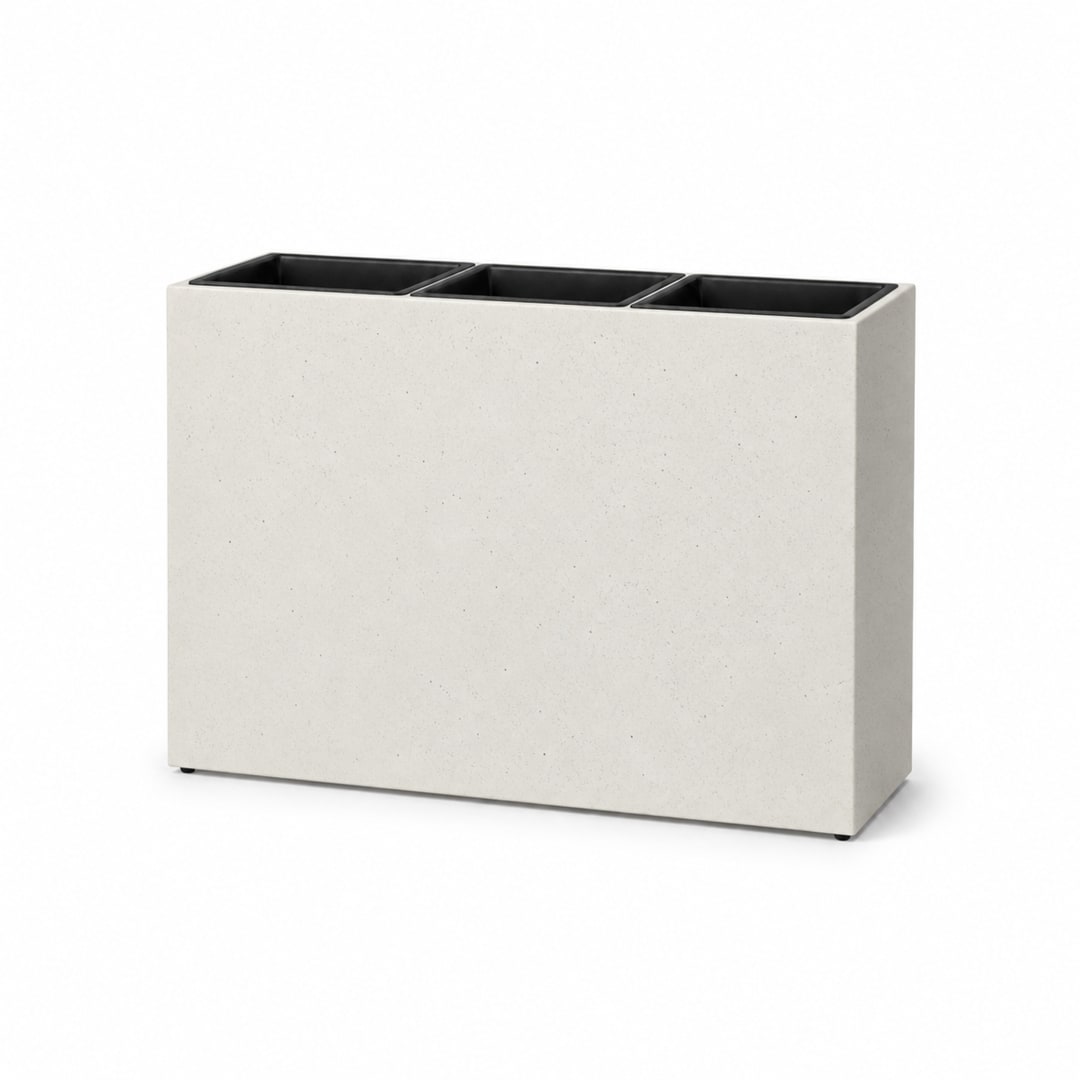 Smooth Rectangular Fiber Cement Planter, White