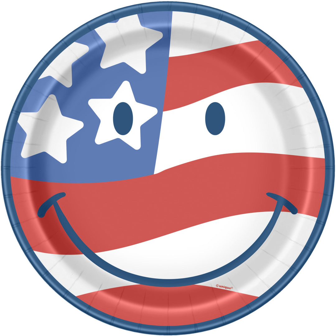 Retro USA Round 9" Dinner Plates, 8ct
