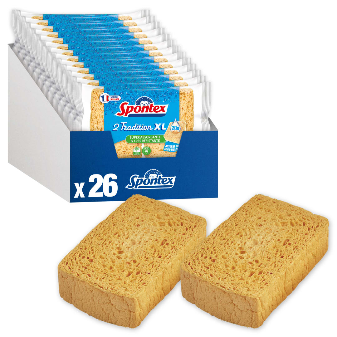 Spontex Eponges Tradition n° 4 Javel renforcée Sponge 2pk CASE