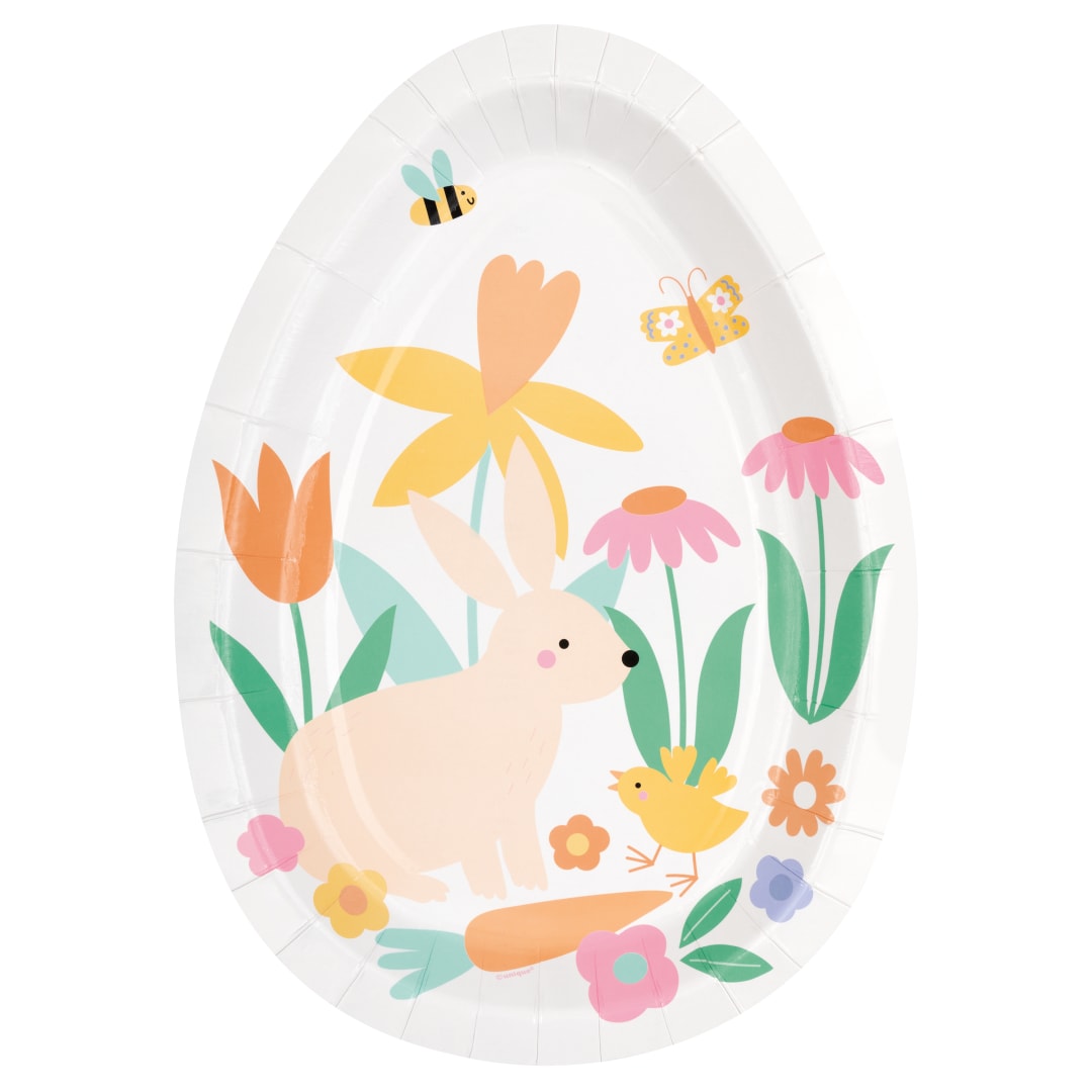 Playful Easter Egg-Shaped 12" Plates, 8ct