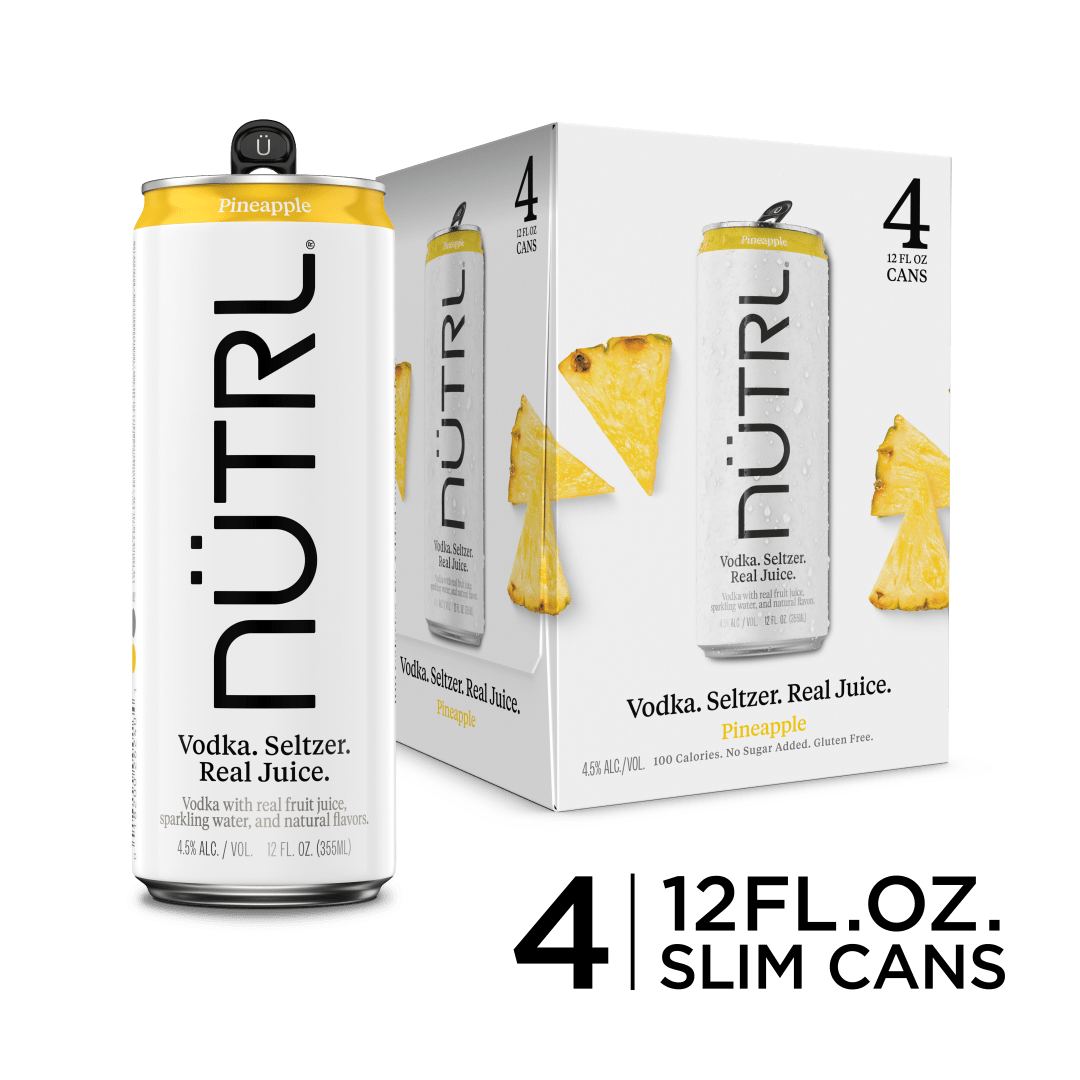Nutrl Pineapple Vodka Seltzer 4 Pack 12 fl oz Cans