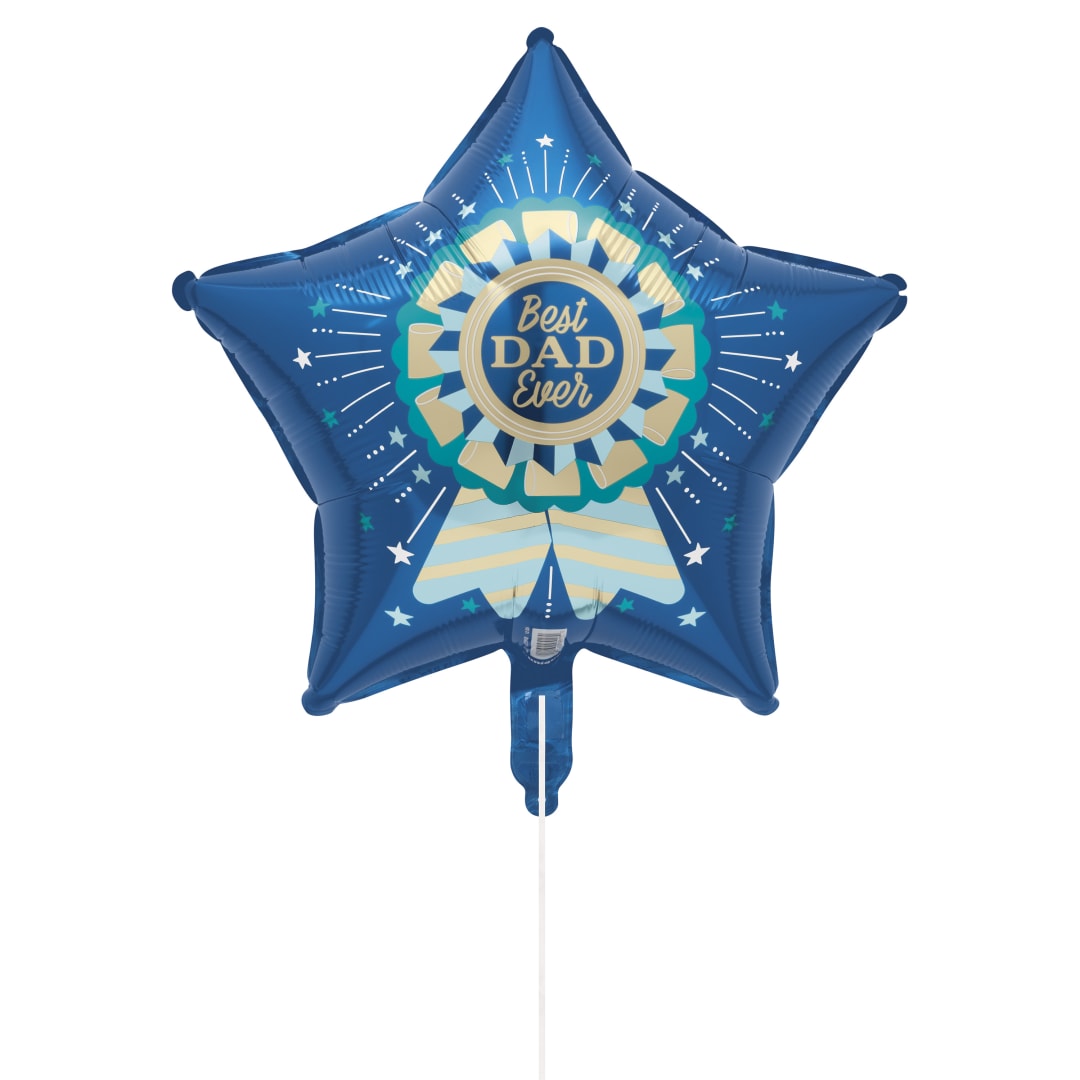 Party for Dad "Happy Father's Day" Star-Shaped 18" Foil Balloon with Ribbon, Bulk
