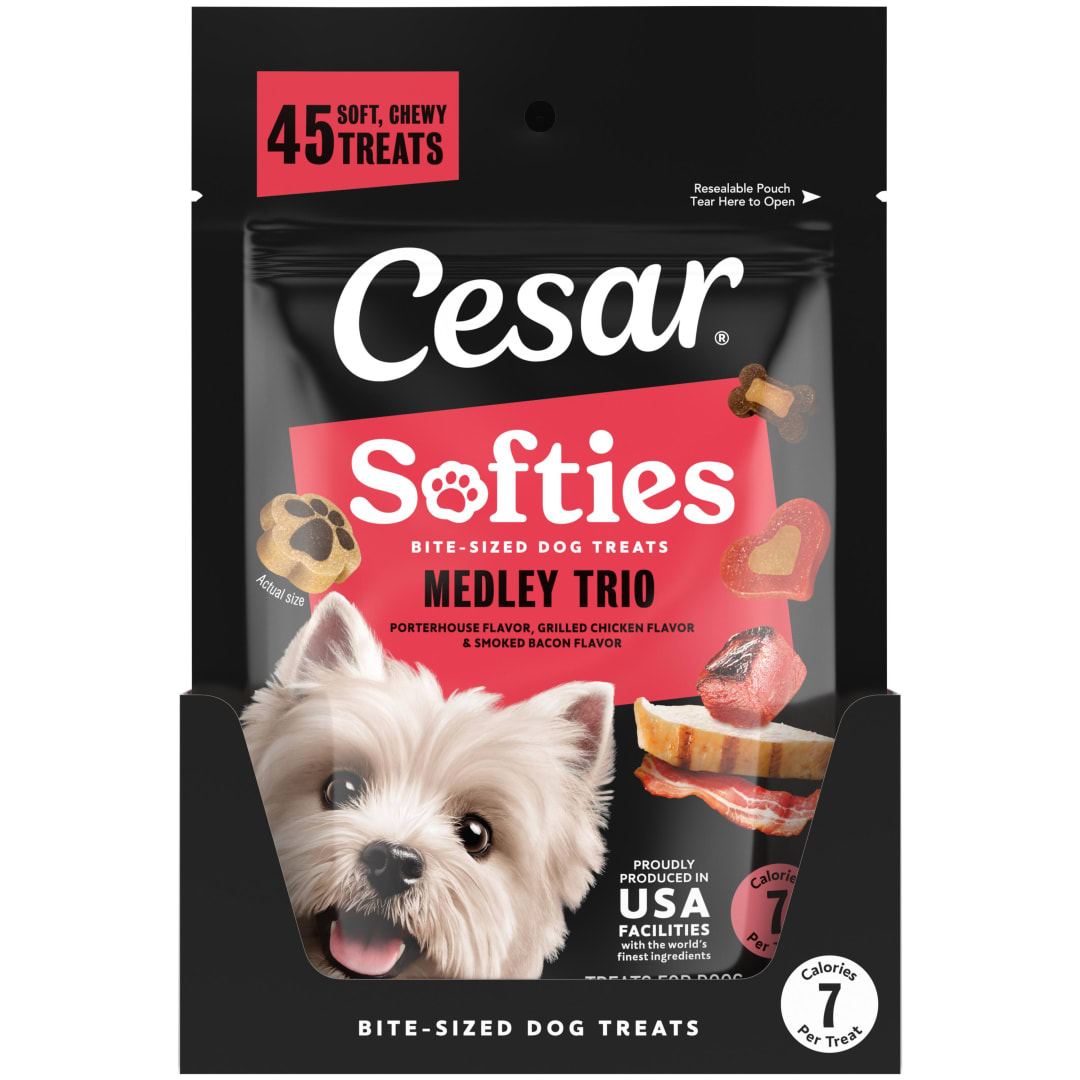 Cesar Softies Medley Trio Flavors Chewy Soft Dog Treats, 4 oz pouch, 45 Treats