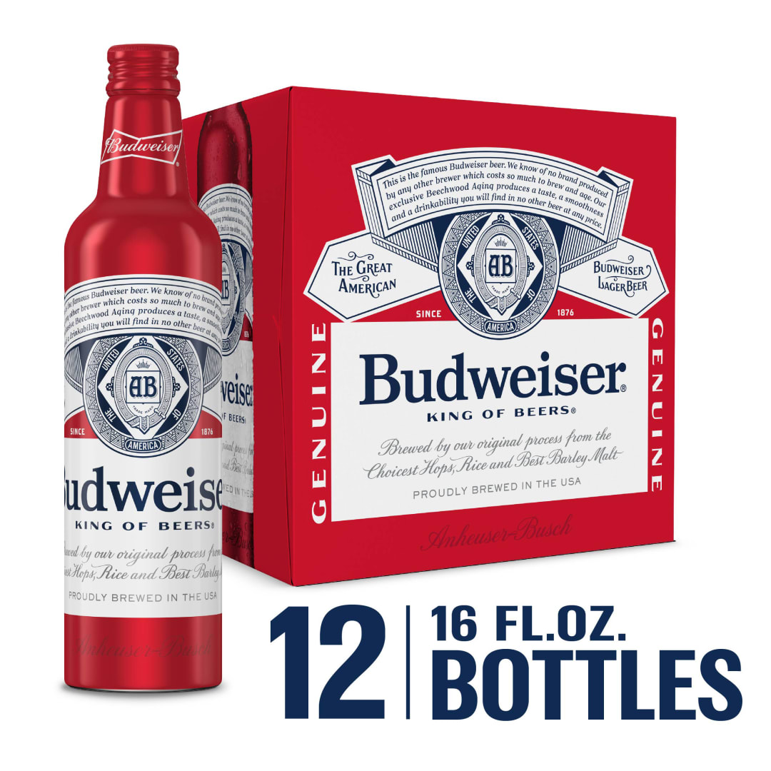 Budweiser 12x16 oz Recloseable Aluminium Bottles