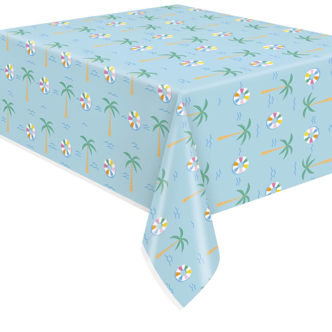 Vacay Mode Rectangular Flannel-Backed Vinyl Table Cover, 54" x 84"
