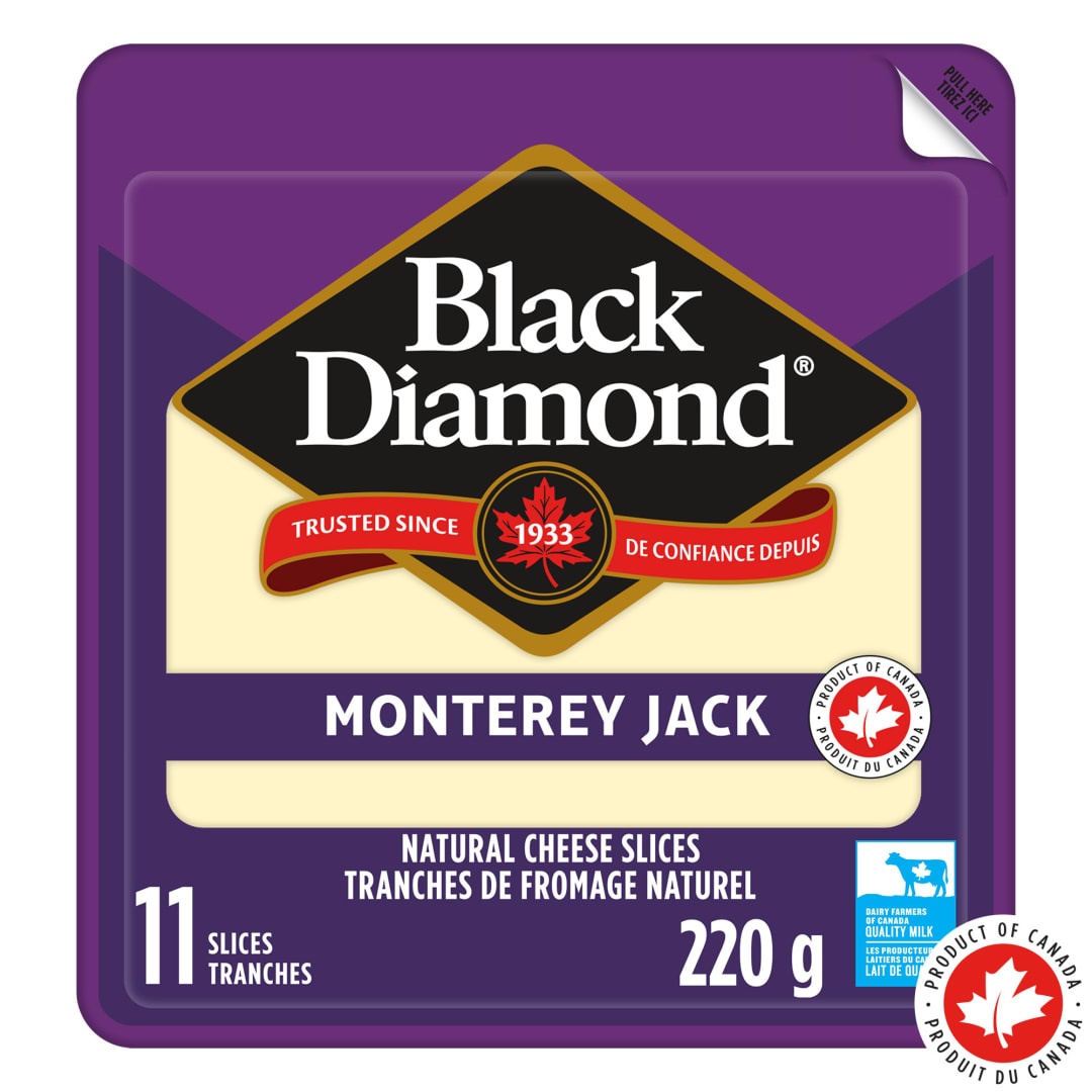 Black Diamond Monterey Jack Natural Cheese Slices, 220g