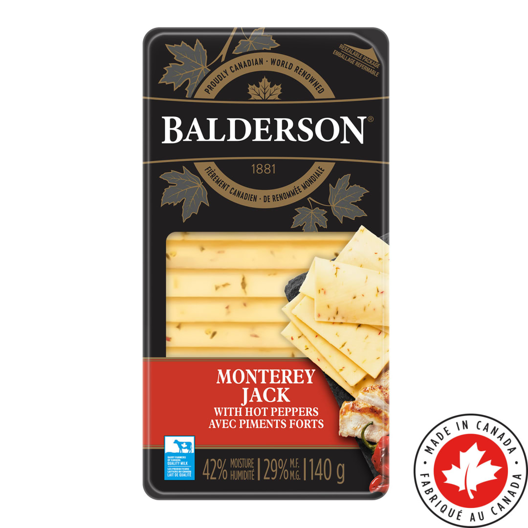 Balderson Monterey Jack Hot Pepper Cheese Slices, 140g