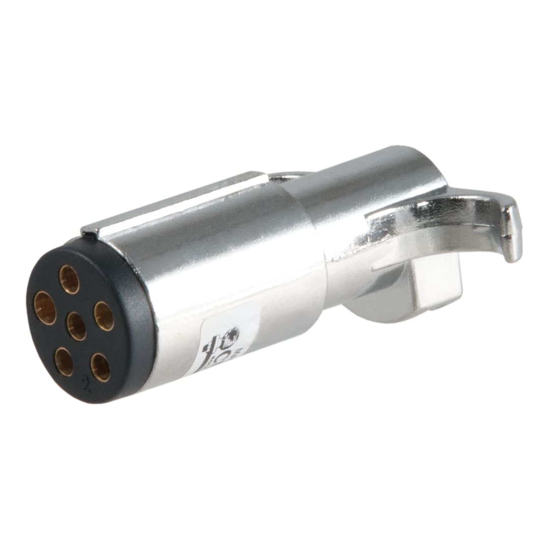 CURT 6-Way Round Connector Plug (Trailer Side, Chrome Plastic) #58120