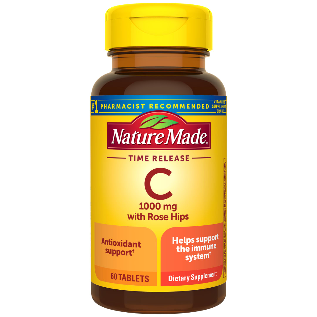 Nature Made Vitamin C 1000 mg with Rose Hips, Dietary Supplement for Immune Support, 60 Time Release Tablets, 60 Day Supply