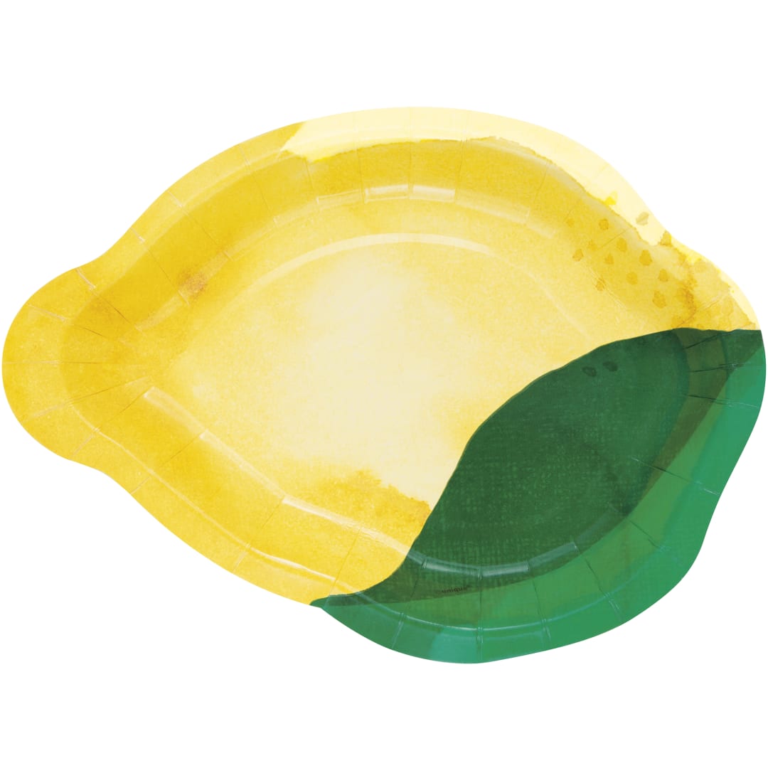 Citrus Fruit Lemon Shaped 9.25" Plates, 8ct