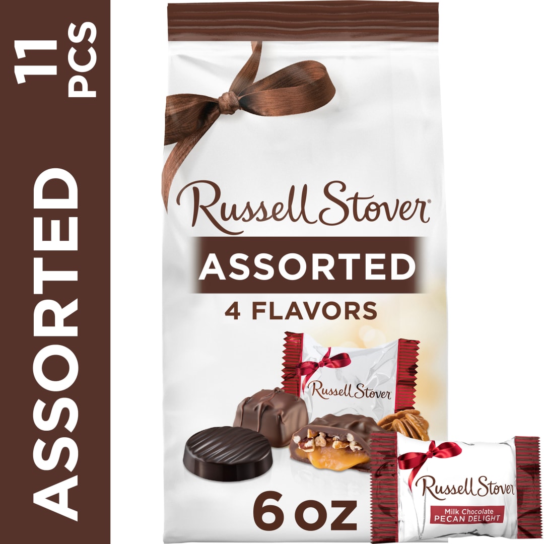 RUSSELL STOVER Assorted Milk & Dark Chocolate Candy Gift Bag, 6 oz.