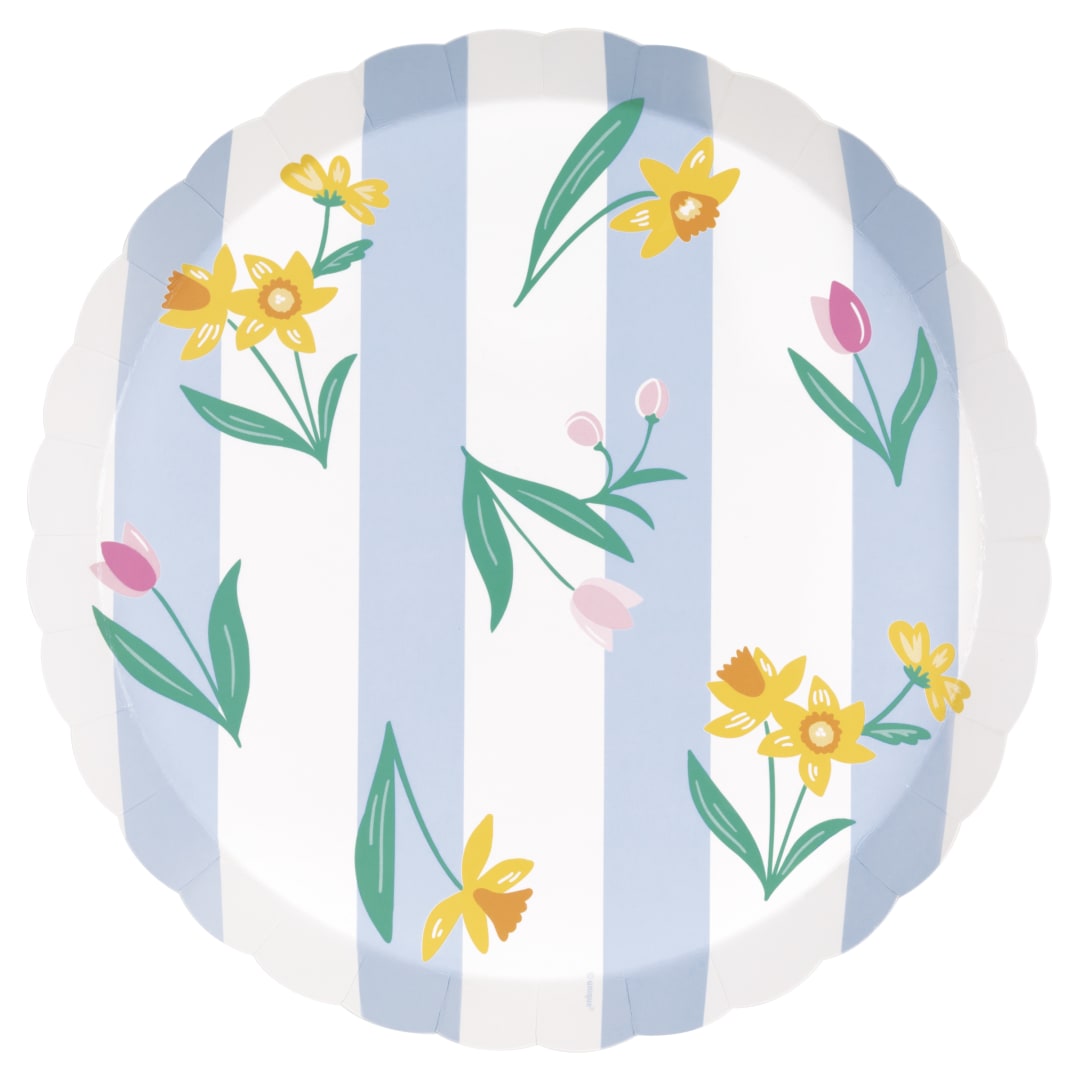 Pastel Spring Scalloped-Edge Round 10" Shallow Dinner Plates, 8ct