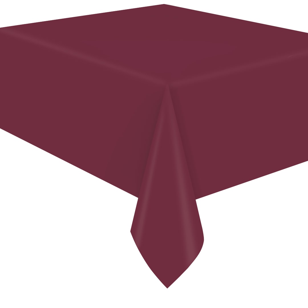 Burgundy Solid Rectangular Plastic Table Cover, 54" x 108"