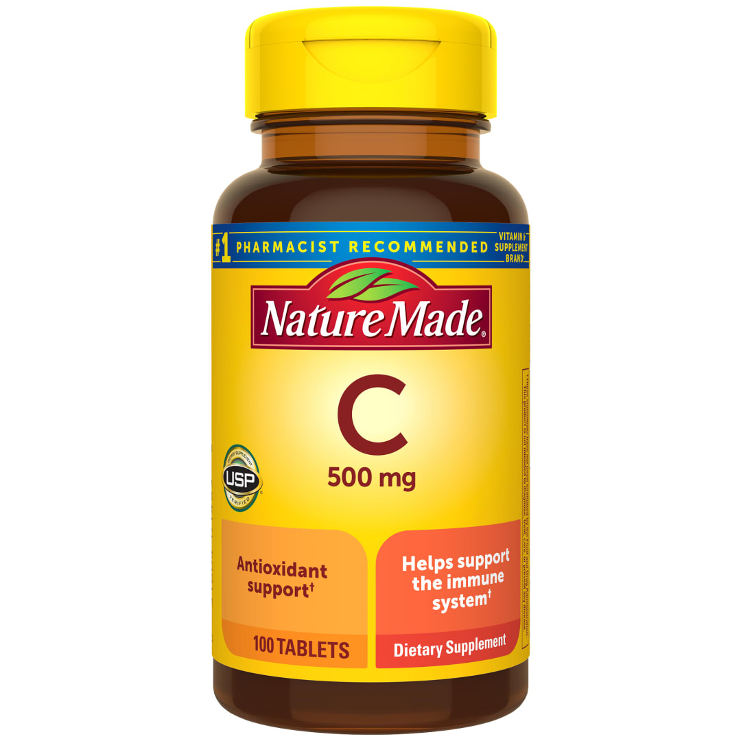 Nature Made Vitamin C 500 mg Tablets for Daily Immune Support, Adult Vitamin C Tablets for Immune Support, 100 Count, 100 Day Supply