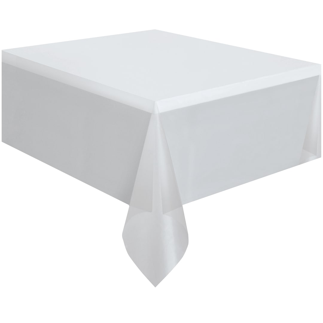 Clear Solid Rectangular Plastic Table Cover, 54" x 108"