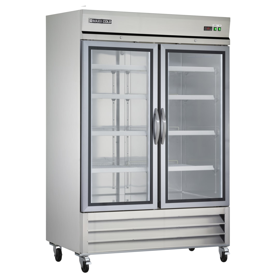 Maxx Cold Double Glass Door Reach-In Refrigerator, 53.9", 49 cu. ft. Capacity, in Stainless Steel (MXCR-49GDHC)