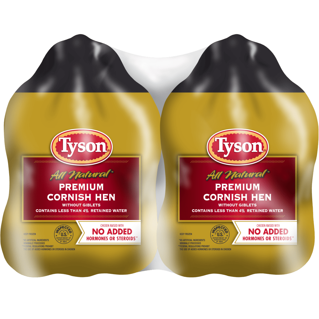 Tyson® All Natural* Premium Cornish Hen Without Giblets, Twin Pack (Frozen)