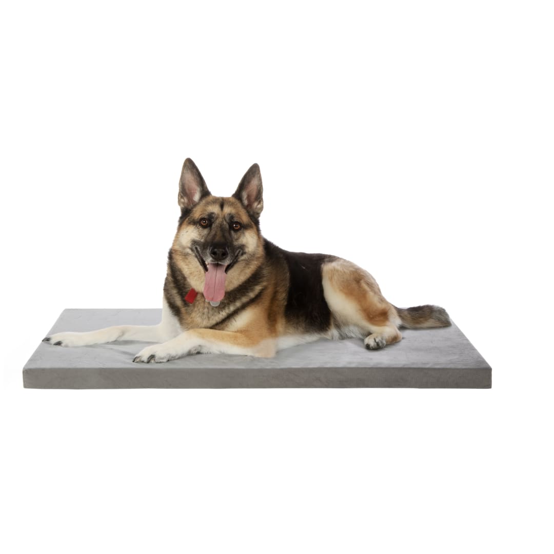 FurHaven Restful Dreamer Velvet Covered Orthopedic Foam Deluxe Crate Mat, Gray, Large