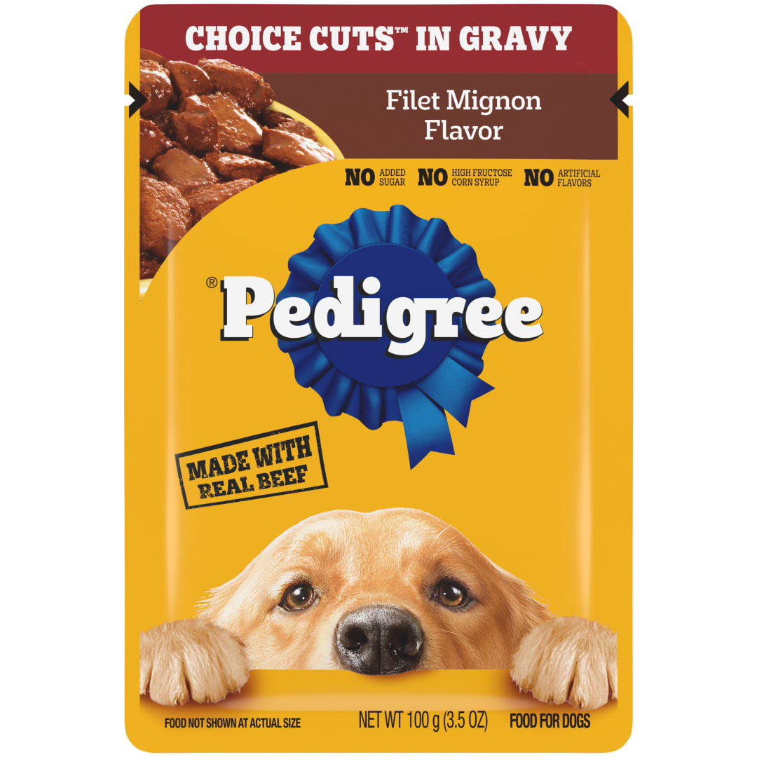 PEDIGREE CHOICE CUTS IN GRAVY Filet Mignon Flavor Adult Soft Wet Dog Food, 3.5 oz Pouches, 16 Pack