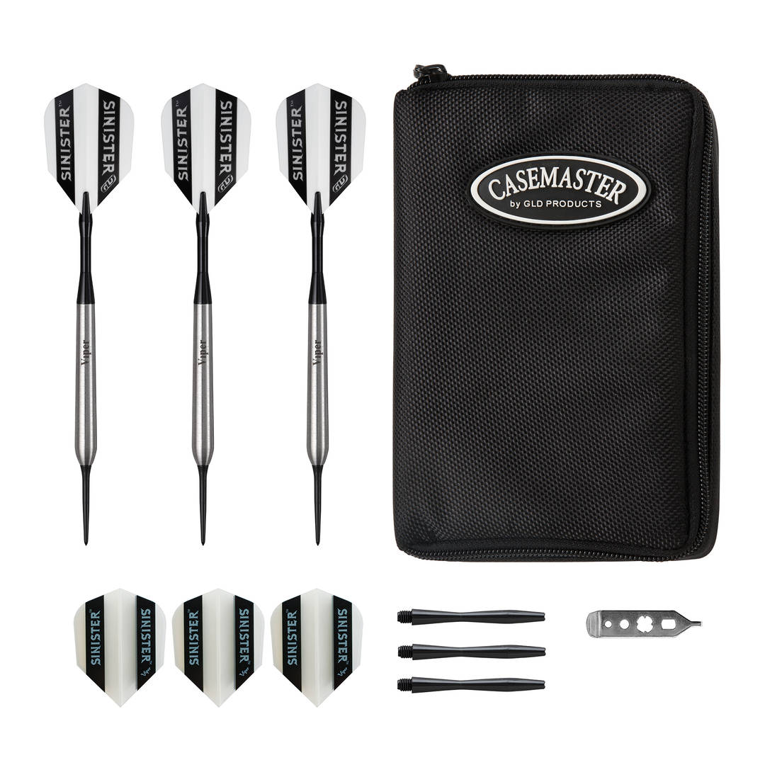Viper Sinister 95% Tungsten 25 Gram Steel Tip Darts & Casemaster Select Black Dart Case