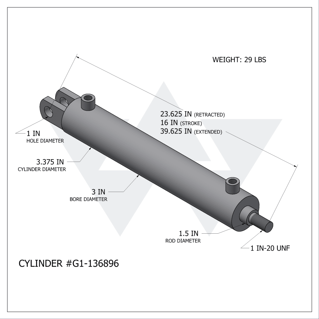 Galbreath™ Hydraulic Cylinder for CH8000 Rotator (3" X 1.5" X 16")