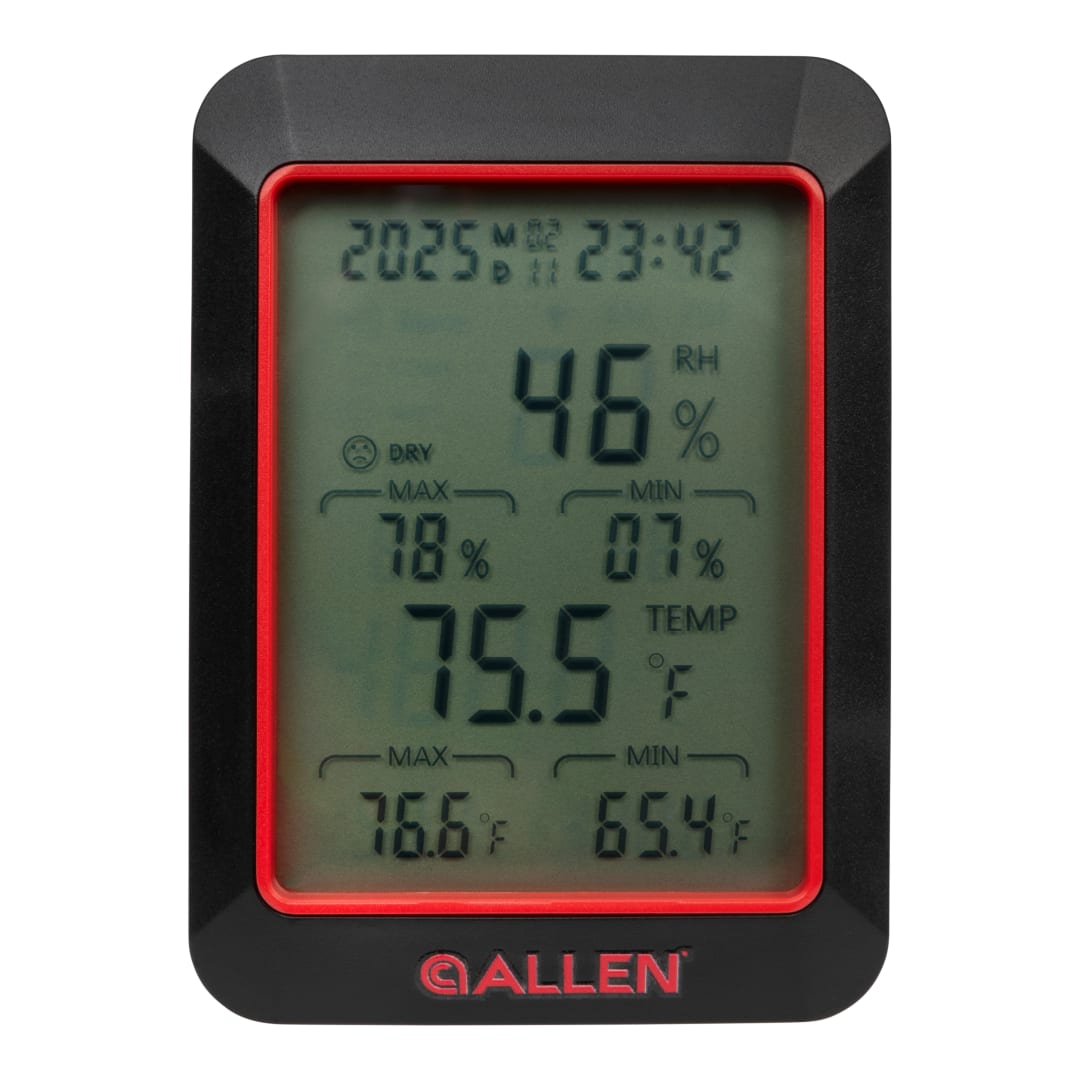Allen Company Digital Gun Safe Hygrometer and Thermometer, Black/Red