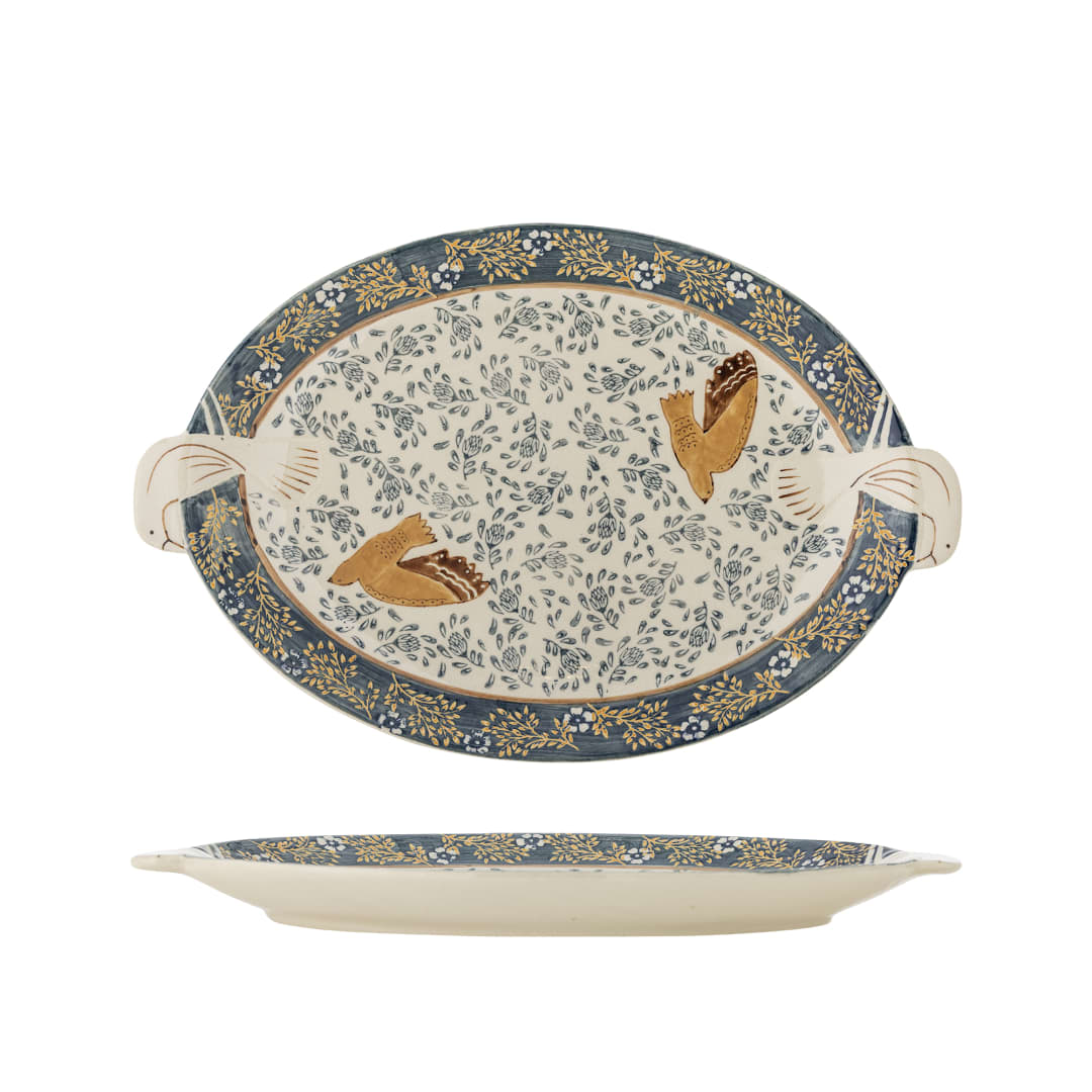 82072013 - Hezha Serving Plate, Blue, Stoneware STOCK: 300